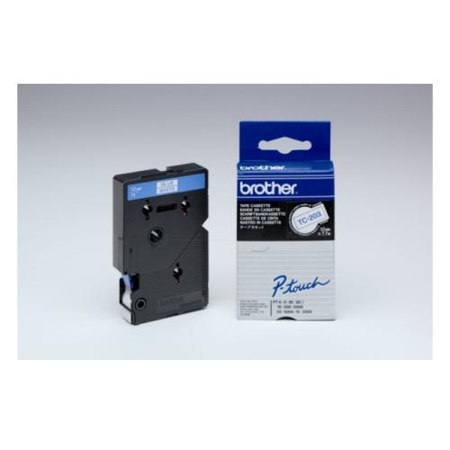 Brother tape blue on white (TC203), 12mm, laminated