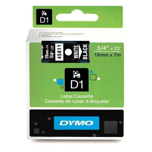 Dymo labels white on black (45811 / S0720910), 19mm, laminated
