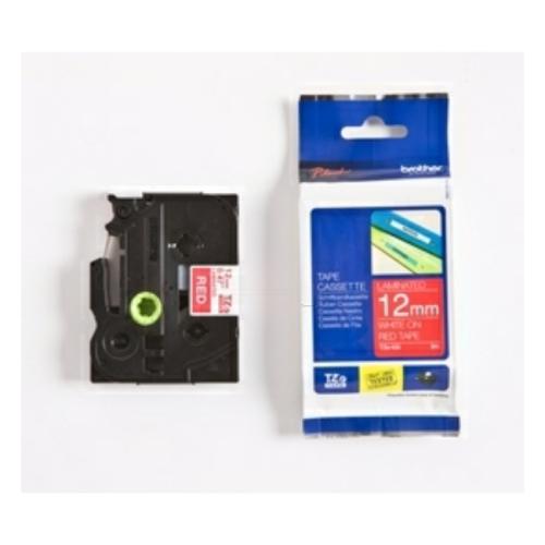 Brother tape white on red (TZE435), 12mm, laminated