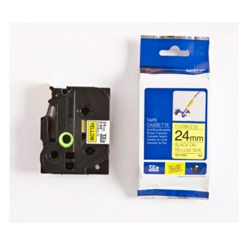 Brother tape black on yellow (TZEFX651), 24mm, flexible laminated